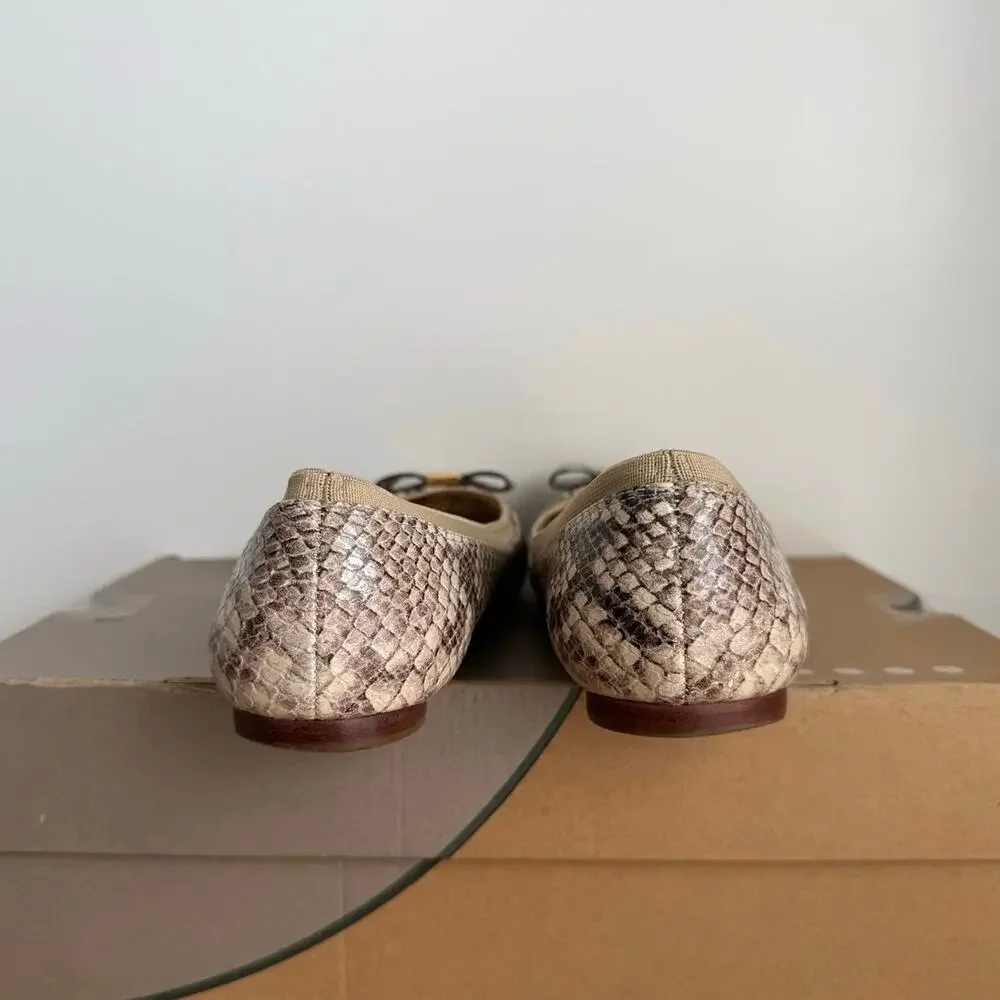 Kate Spade Tock Snakeakin Bow Women Ballet Flats- SZ 8.5